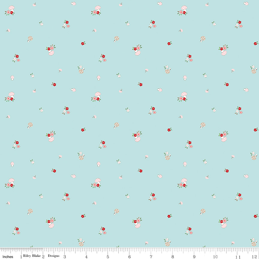 Whimsical Woodland Mushrooms Aqua