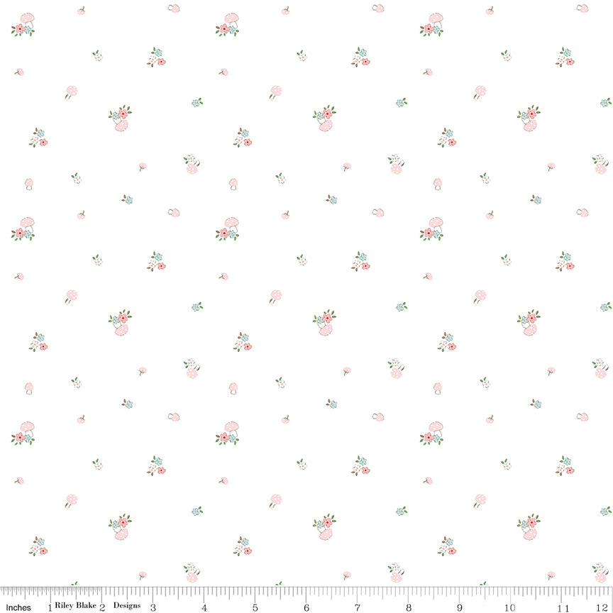 Whimsical Woodland Mushrooms White