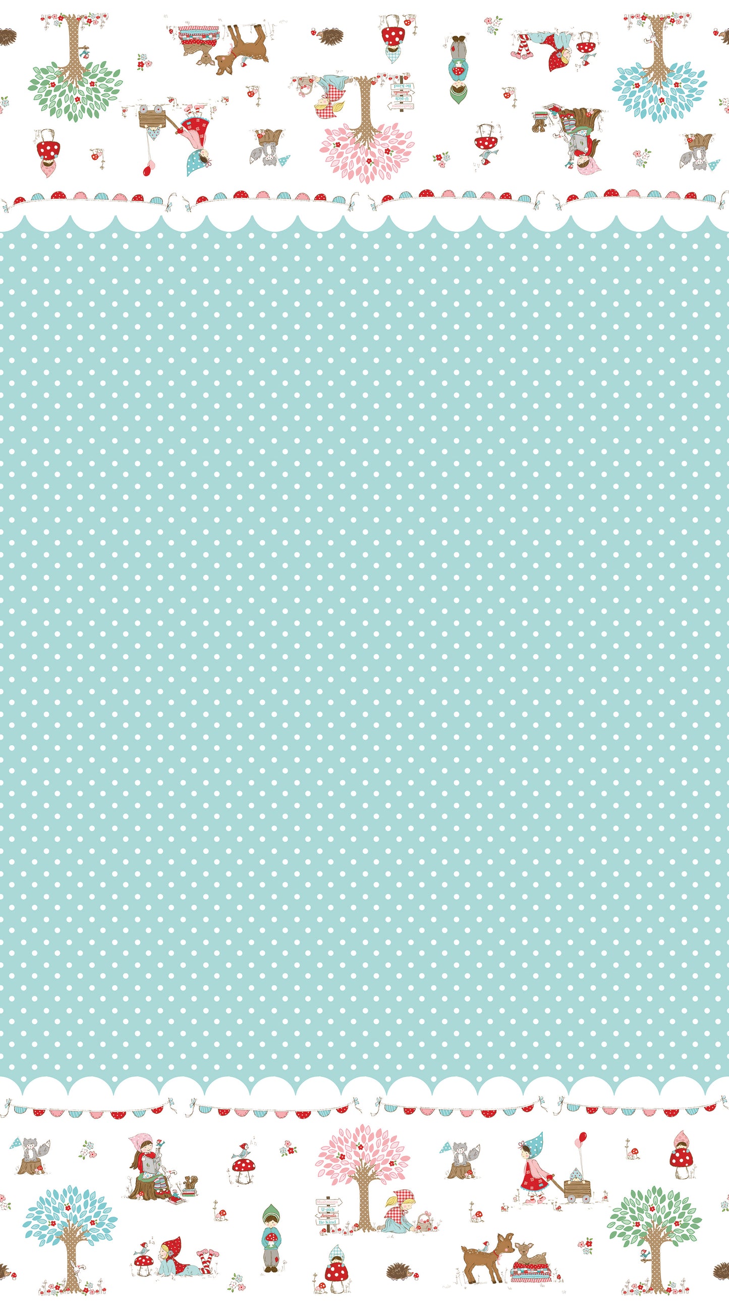 Whimsical Woodland Border Print Aqua