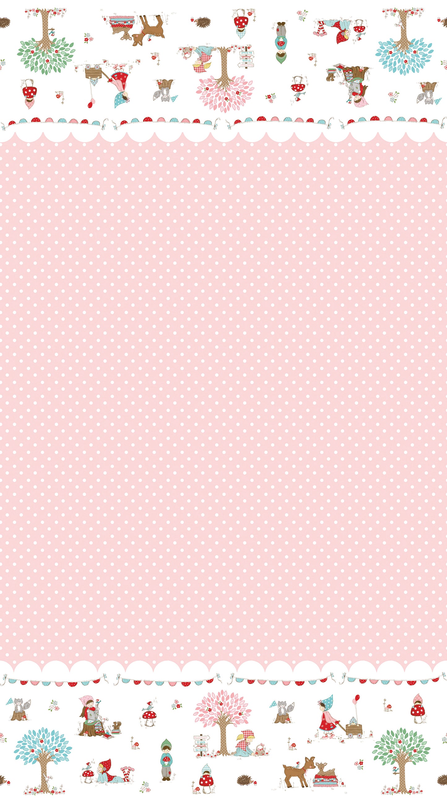 Whimsical Woodland Border Print Pink
