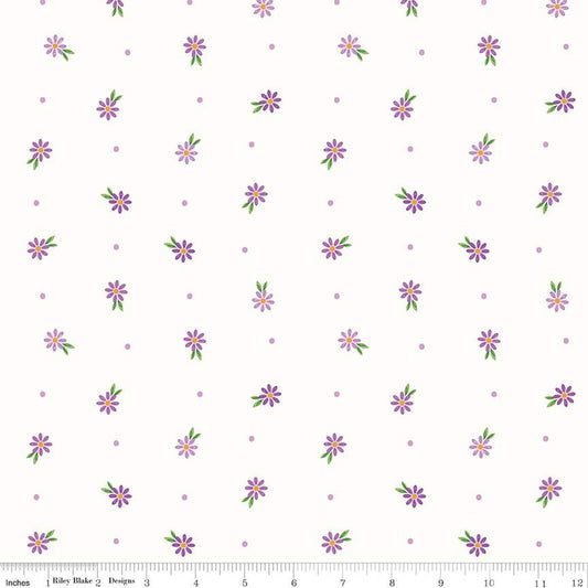 Strength In Lavender Ditsy White