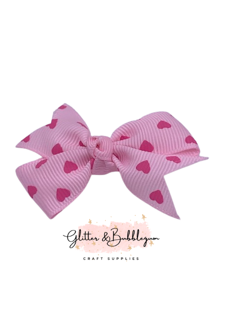 Pigtail Bow 10 pack Light Pink Heart