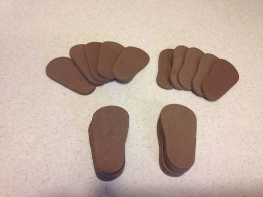 5mm Doll shoe soles to make shoes for 18 inch dolls such as American Girl in brown.