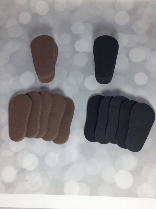 5mm Doll shoe soles to make shoes for 18 inch dolls black and brown 10 pack