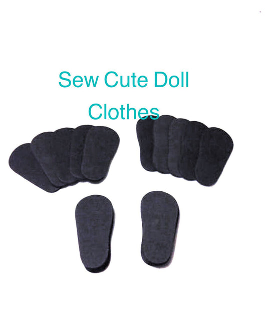 5mm Doll shoe soles to make shoes for 18 inch dolls such as American Girl in a black.