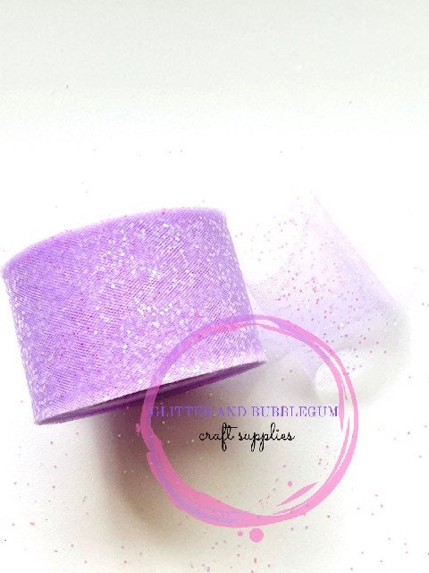 Lavender glitter tulle 2 inch wide 20 to 25 yard roll