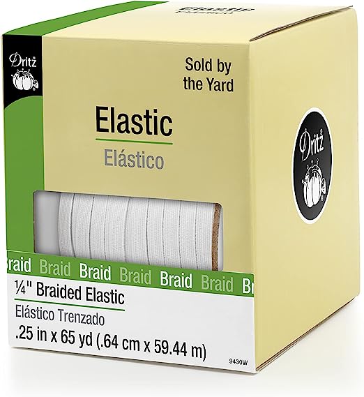 Dritz 1/4" Braided Elastic, 1/4-Inch by 65-Yard, White