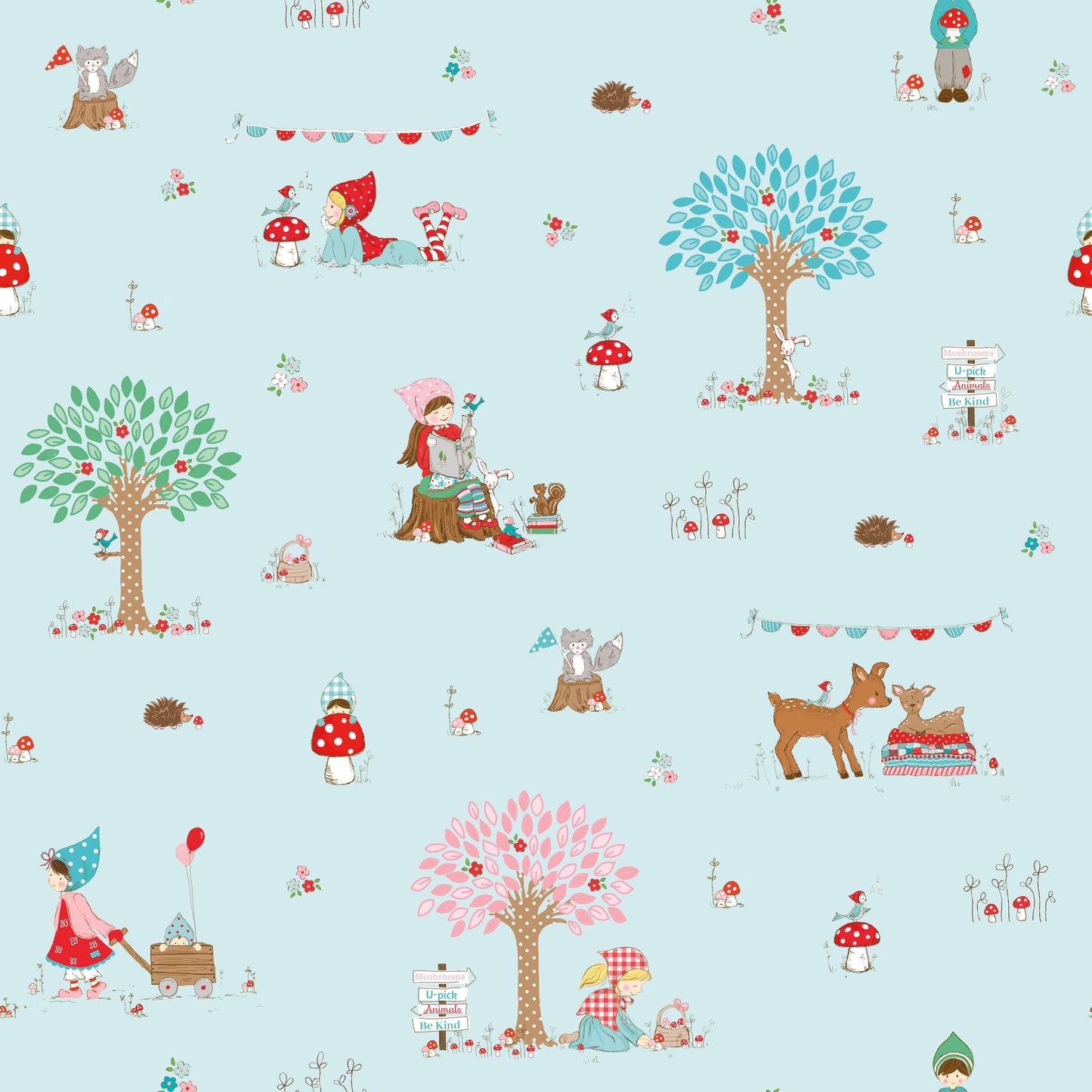 Whimsical Woodland Main Aqua