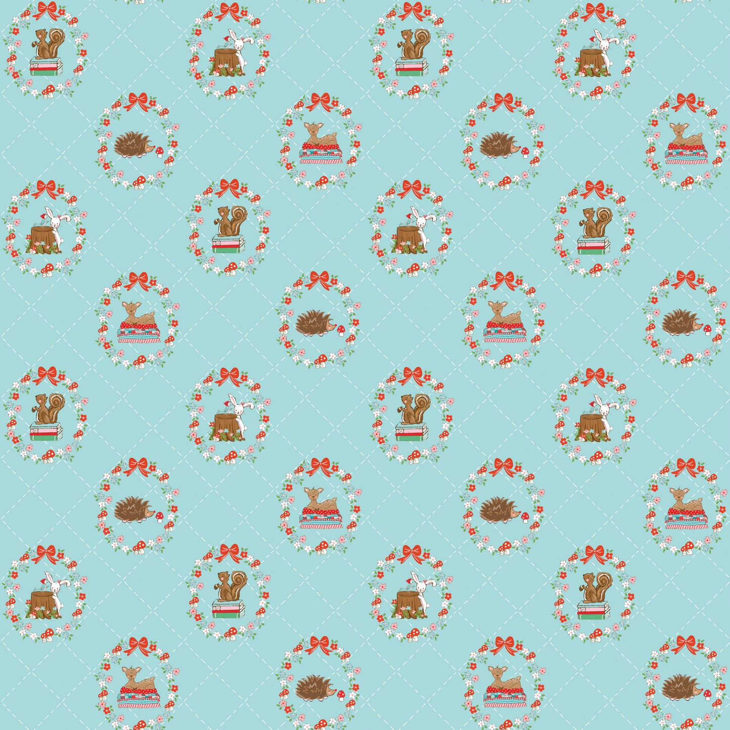 Whimsical Woodland Animals Aqua