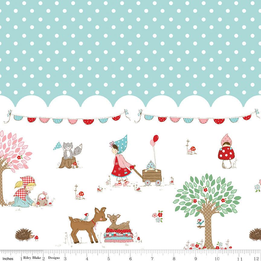 Whimsical Woodland Border Print Aqua