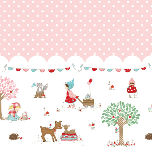 Whimsical Woodland Border Print Pink