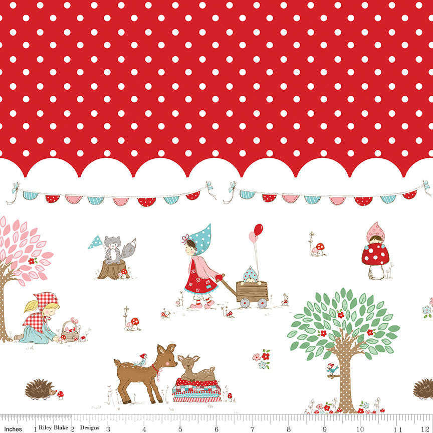 Whimsical Woodland Border Print Red