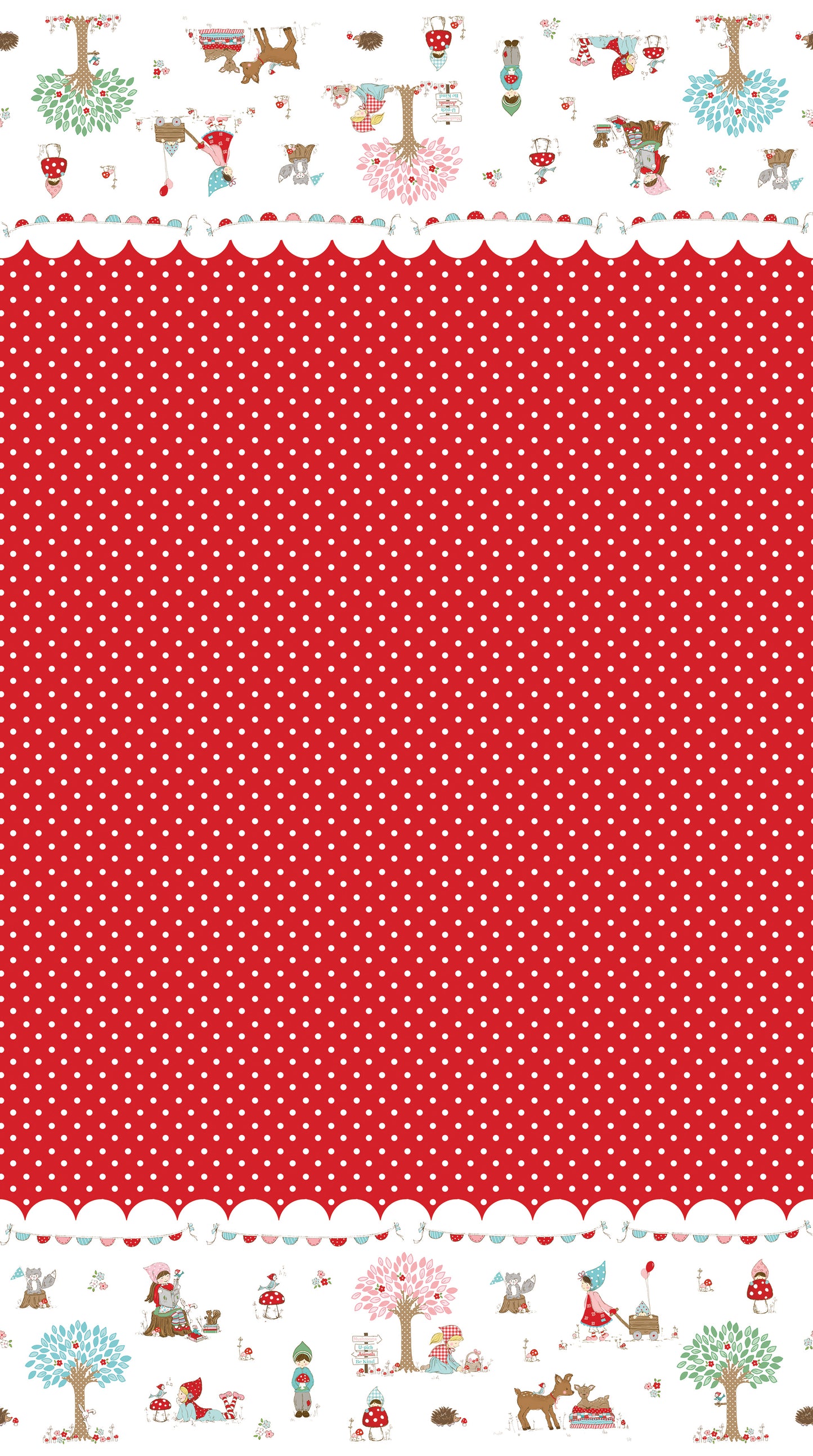 Whimsical Woodland Border Print Red