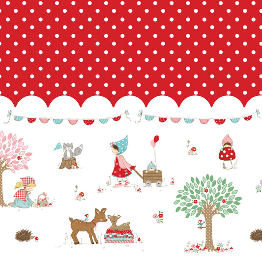 Whimsical Woodland Border Print Red