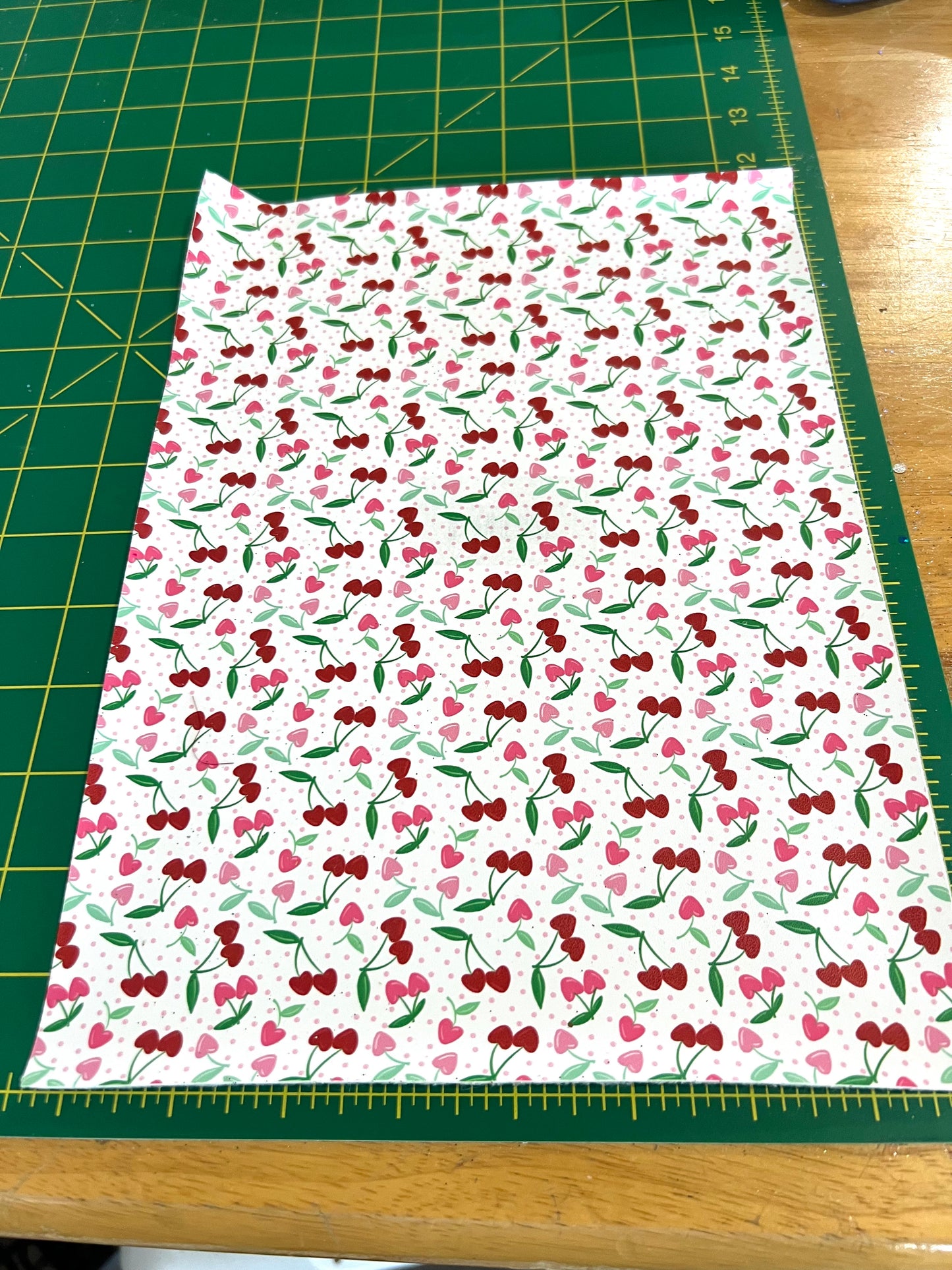 Cherry Hearts Faux Leather Sheet