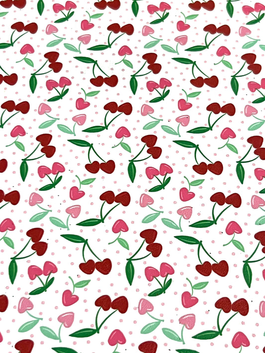 Cherry Hearts Faux Leather Sheet