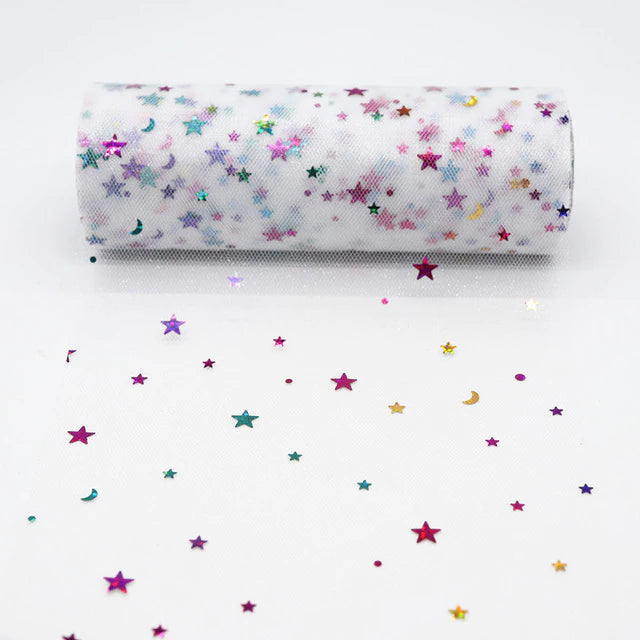 6 inch wide with moon and stars white 10 yards