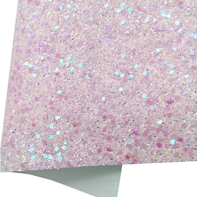 Pink Heart Glitter- Faux Leather