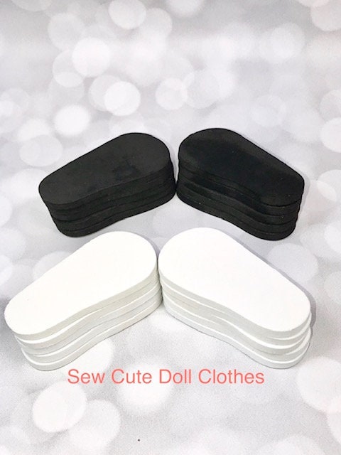 5mm Doll shoe soles to make shoes for 18 inch dolls such as American Girl black and white 10 pack