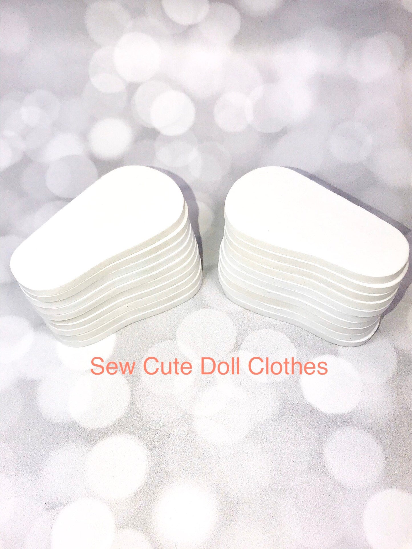 5mm Doll shoe soles to make shoes for 18 inch dolls such as American Girl  and white.