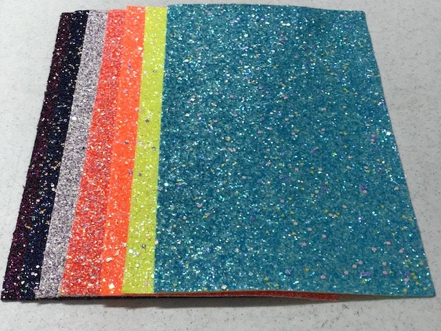 Chunky Glitter Canvas Sheet Neon Orange with Geometrics