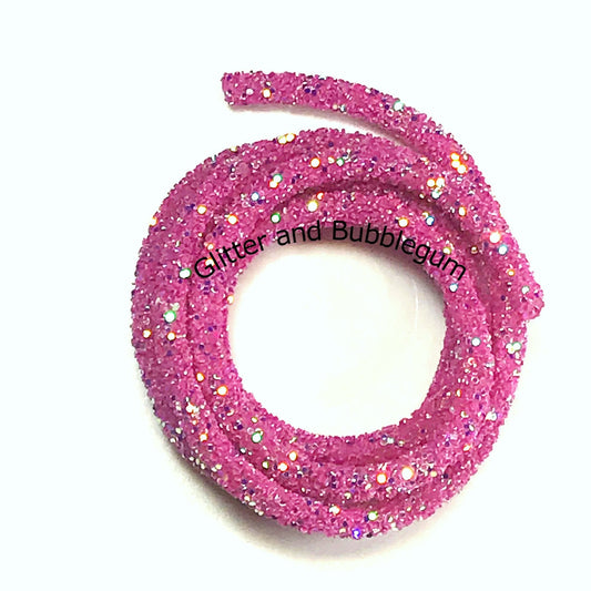 Chunky glitter tubing 6mm x 1 yard Mauve