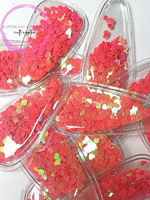 Snap Clip Shaker Covers - Fuchsia heart confetti shaker 10 pack