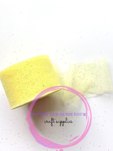 Yellow glitter tulle 2 inch wide 20 to 25 yard roll