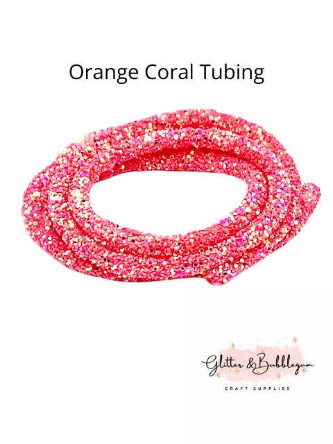 Chunky glitter tubing 6mm x 1 yard Orange Coral