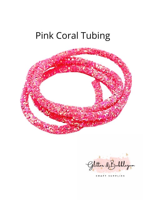 Chunky glitter tubing 6mm x 1 yard Pink Coral